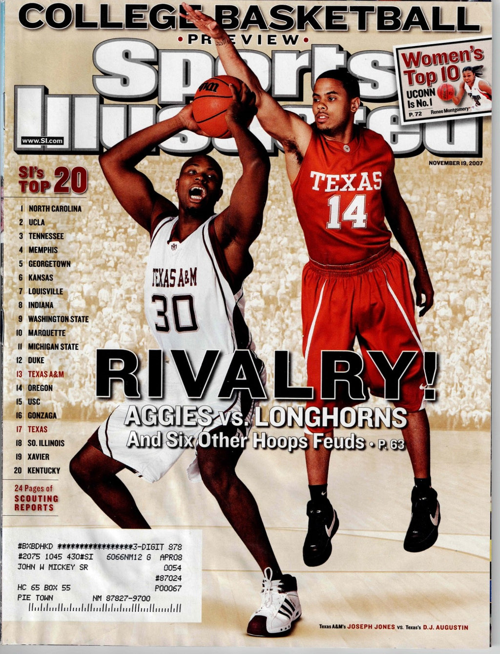 (3) Sports Illustrated Magazines Nov 19, 2007, Nov 26, '07 and Dec 3, '07 VG0