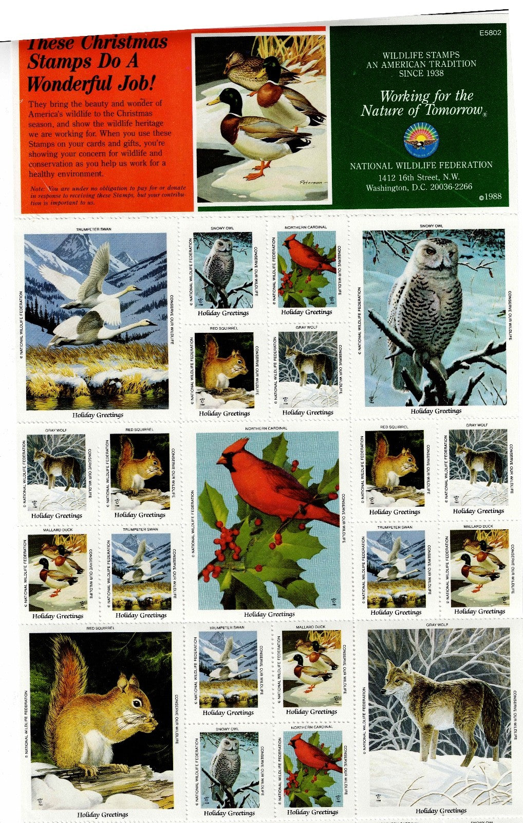 Christmas  Wildlife Stamps Cinderella Stamps , Stickers Starting 19684