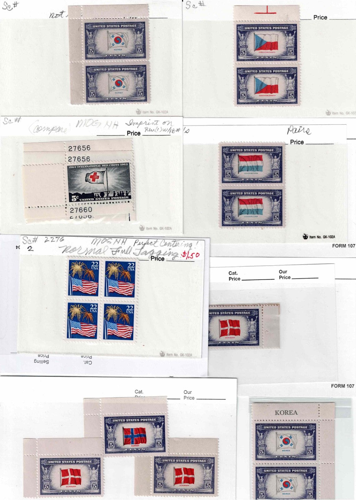 FLAGS FLAGS FLAGS!!!!!!N 200 US Postage Stamps Mint Condition $66 CAT16