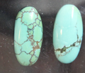 (2) smaller size Turquoise Cabochons Really nice looking 16mm X 7.5mm X 2mm NICE0