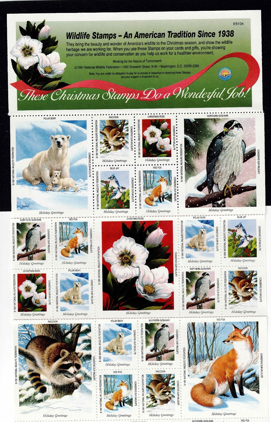 Christmas  Wildlife Stamps Cinderella Stamps , Stickers Starting 196815