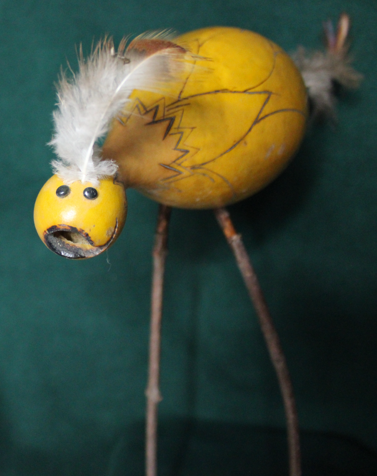 Waldo or Dodo Bird ! Gourd Art Signed and Dated Whimsical Bird!!  See His smile?0