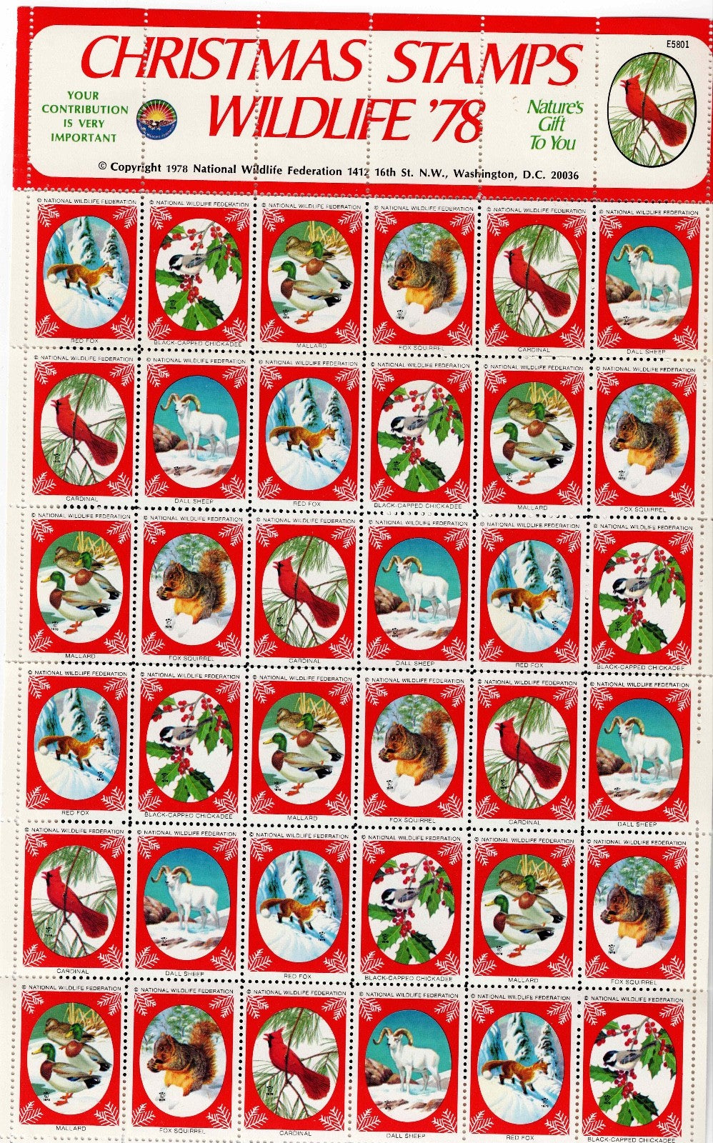 Christmas  Wildlife Stamps Cinderella Stamps , Stickers Starting 196814