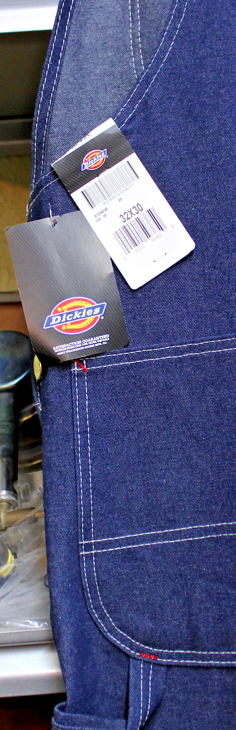 DICKEYS INDIGO BIB OVERALL  32X30  Fits over boots.  Tripple stiching2