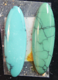 (2) smaller size Turquoise Cabochons Really nice looking 18mm X 4.5mm X 2mm NICE0