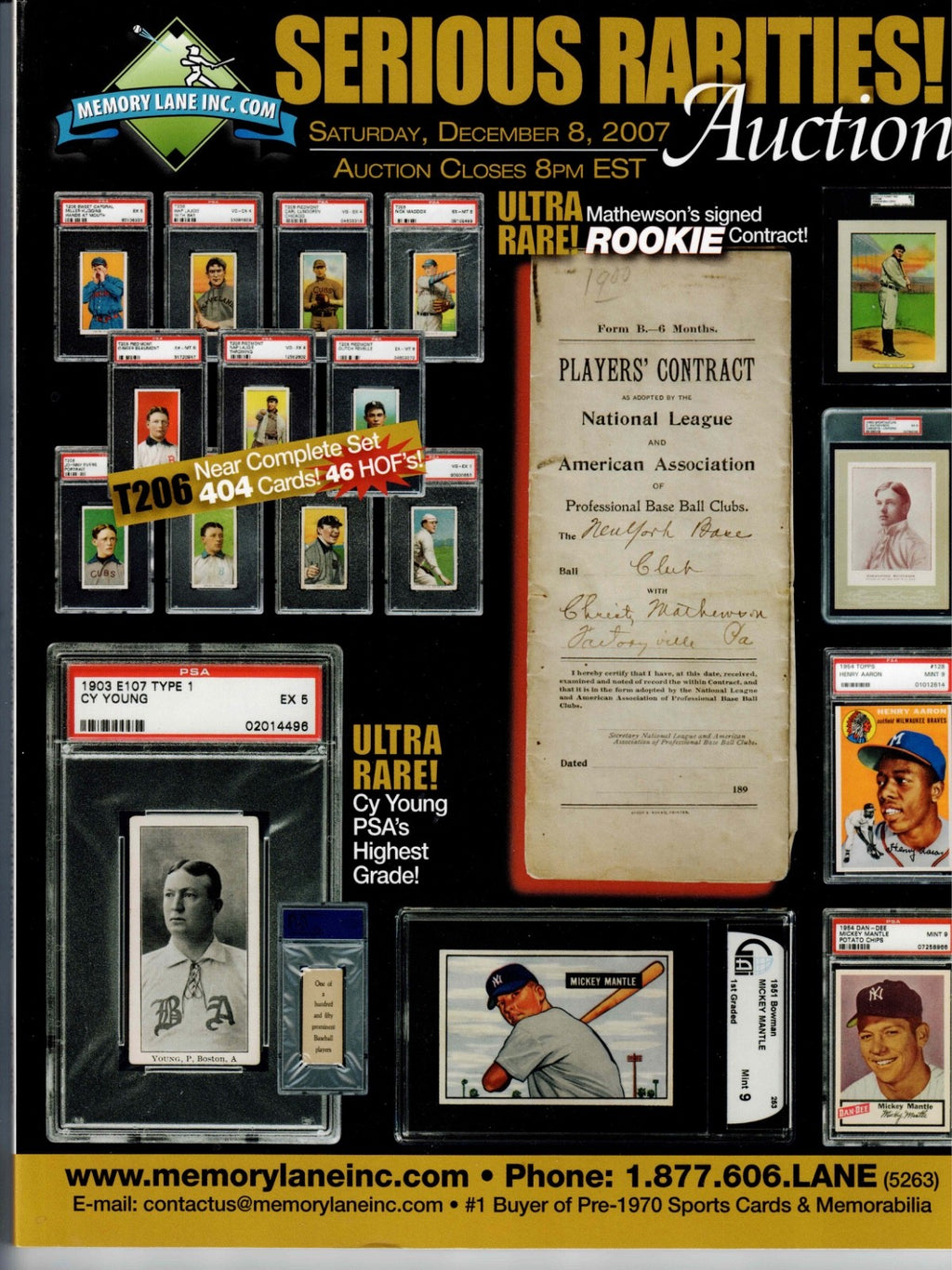 Memory Lane Serious Rarities Auction Magazine Dec 2008 XF0