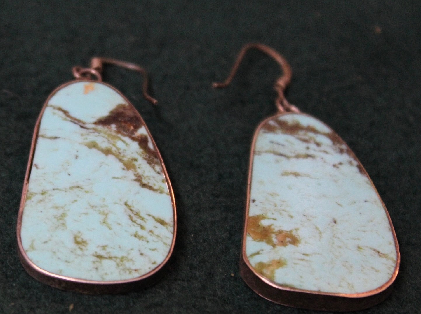 Large Flat dangle Turquoise Earrings Really beautiful matched pair1