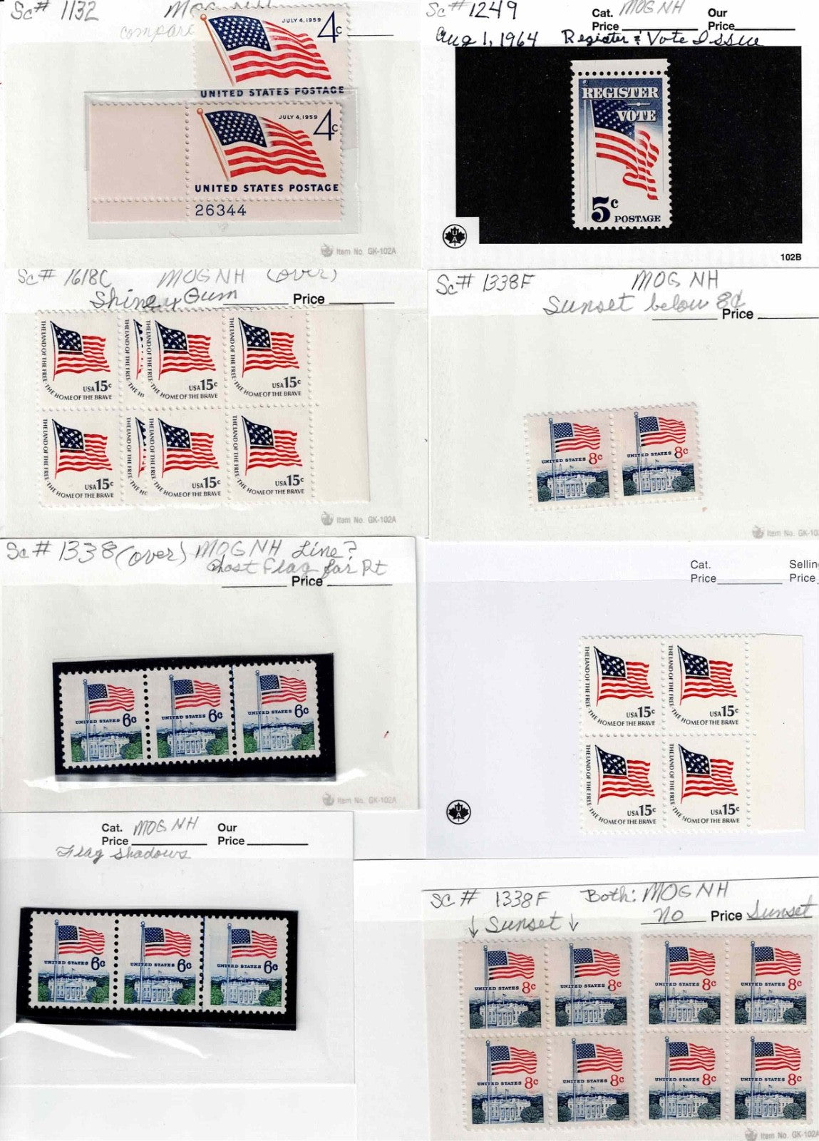 FLAGS FLAGS FLAGS!!!!!!N 200 US Postage Stamps Mint Condition $66 CAT6