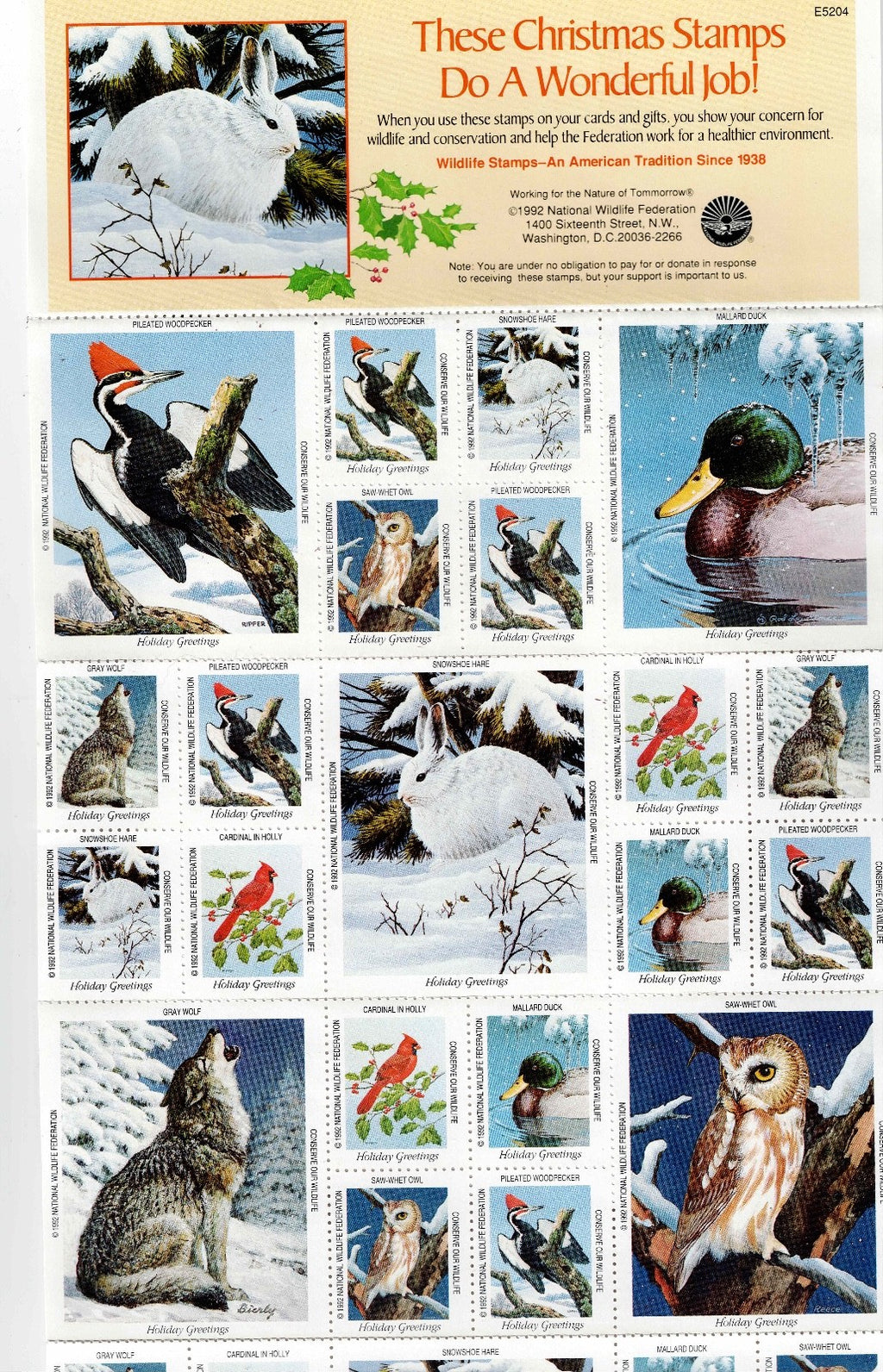 Christmas  Wildlife Stamps Cinderella Stamps , Stickers Starting 196820