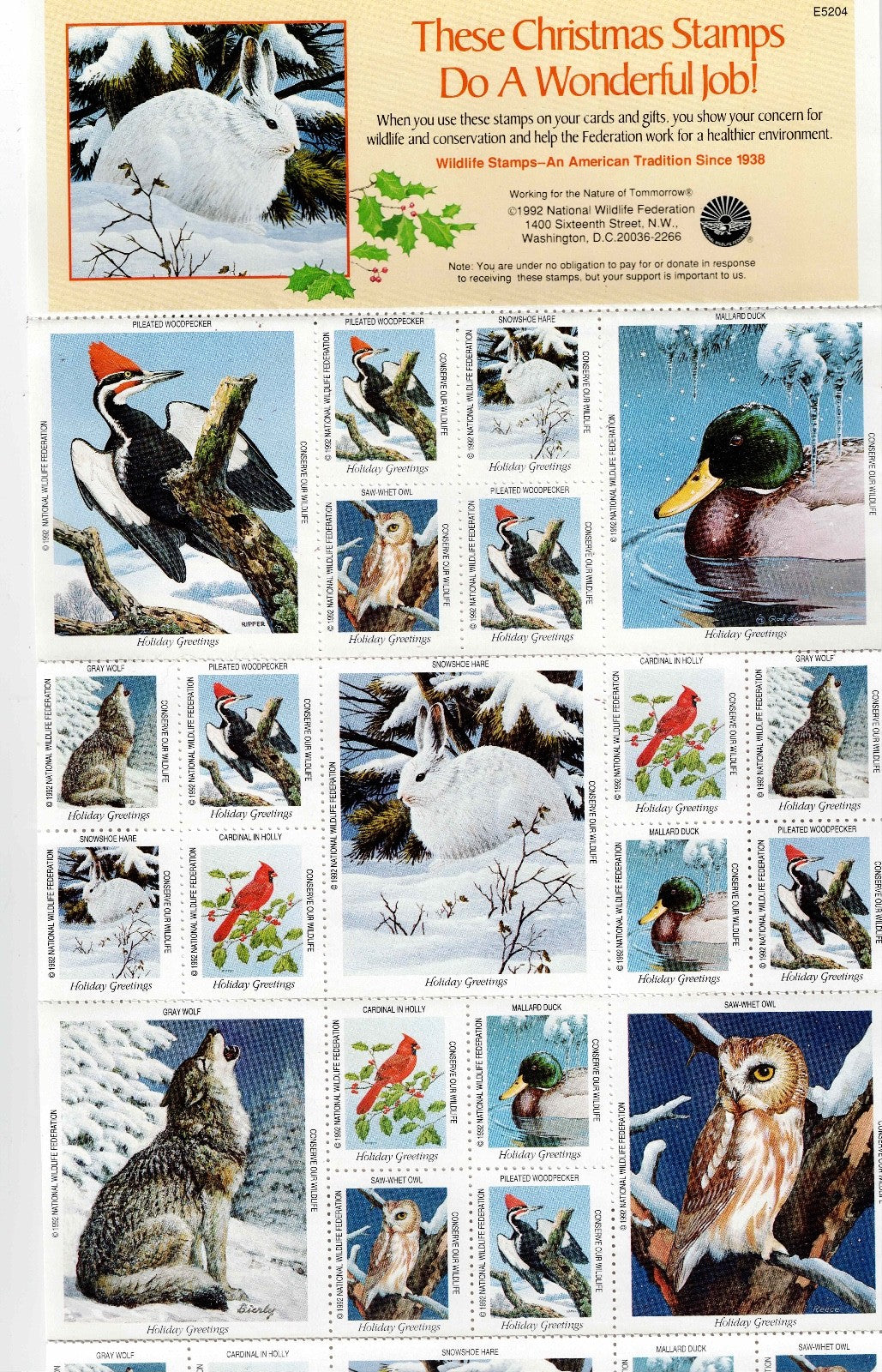 Christmas  Wildlife Stamps Cinderella Stamps , Stickers Starting 196820