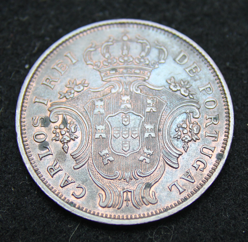 1901 Azores 5 Reis Portuguese Administration Provisional Coinage. AU+0