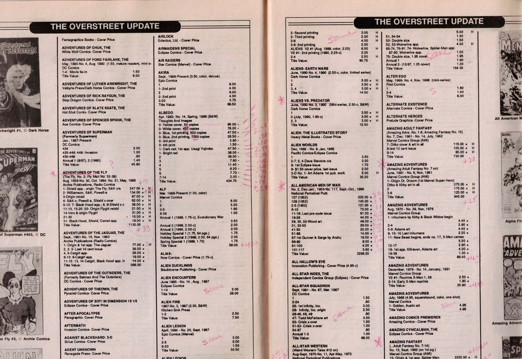 OVERSTREET'S Price Guide Update No. 15.  1990 for Comic Books Used2