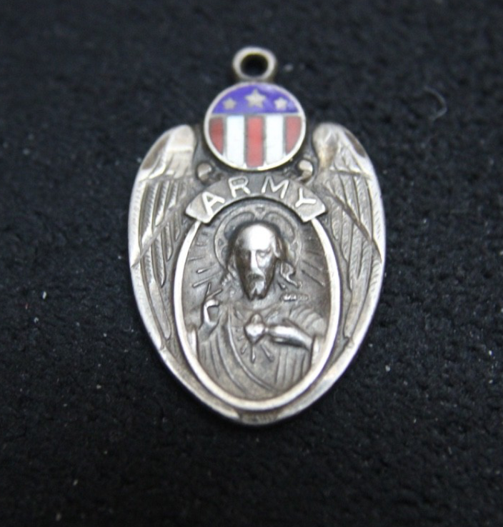 Miraculous Religious Army WWII medal Sterling Silver Protection Jesus0