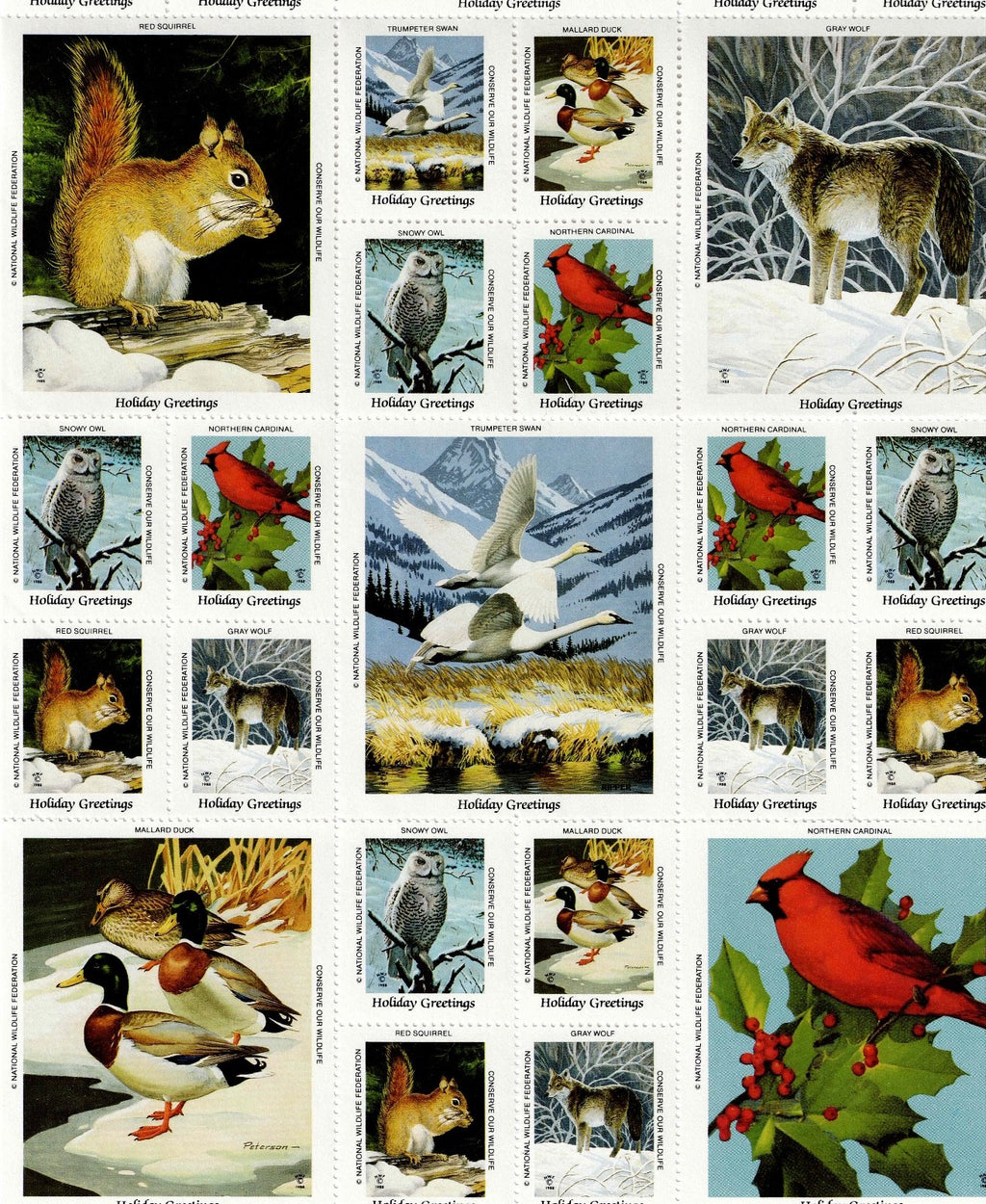 Christmas  Wildlife Stamps Cinderella Stamps , Stickers Starting 19685