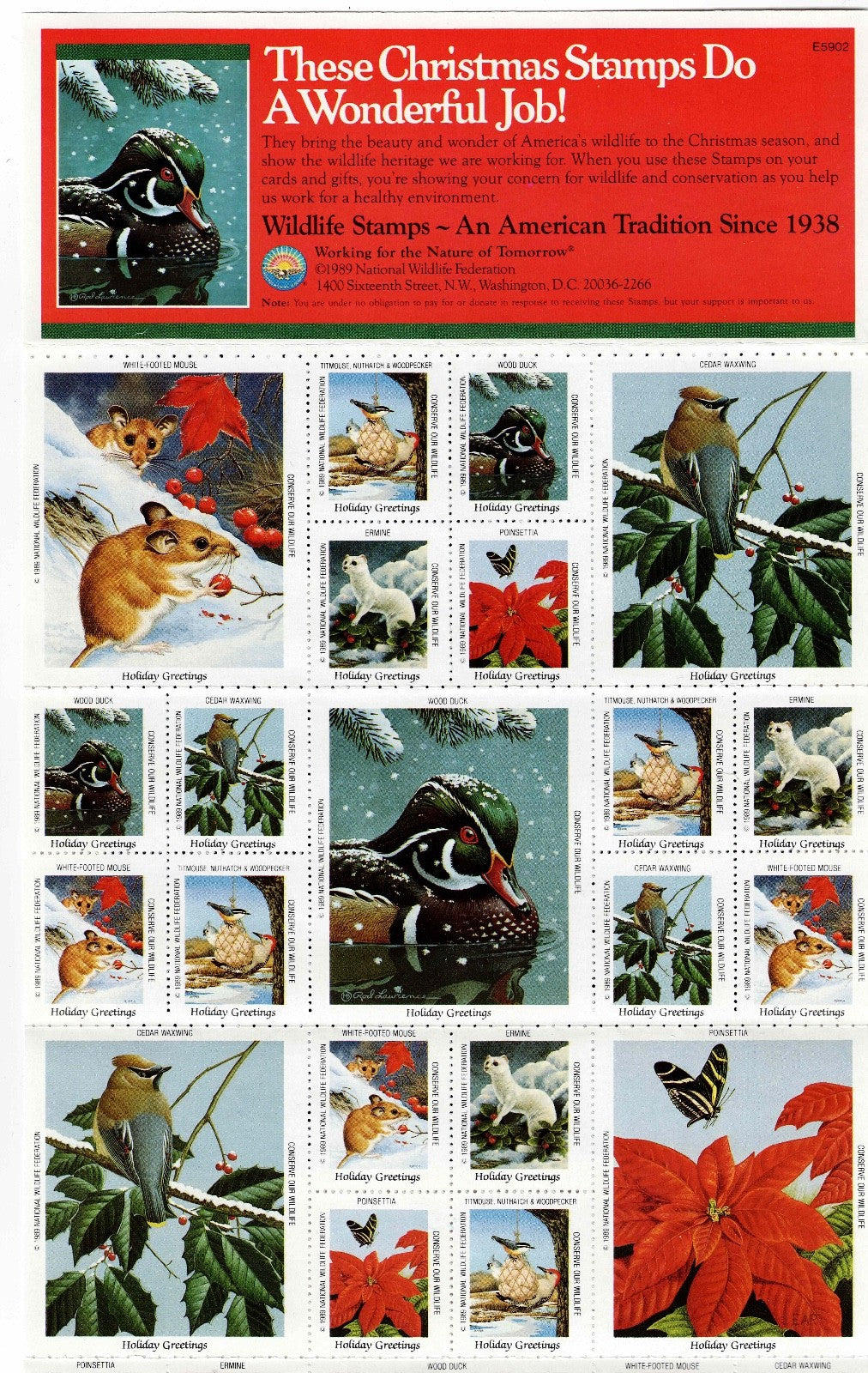 Christmas  Wildlife Stamps Cinderella Stamps , Stickers Starting 19681