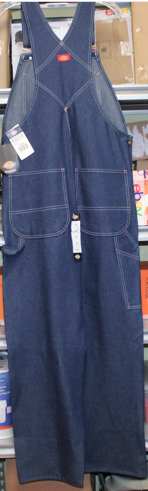 DICKEYS INDIGO BIB OVERALL  32X30  Fits over boots.  Tripple stiching1