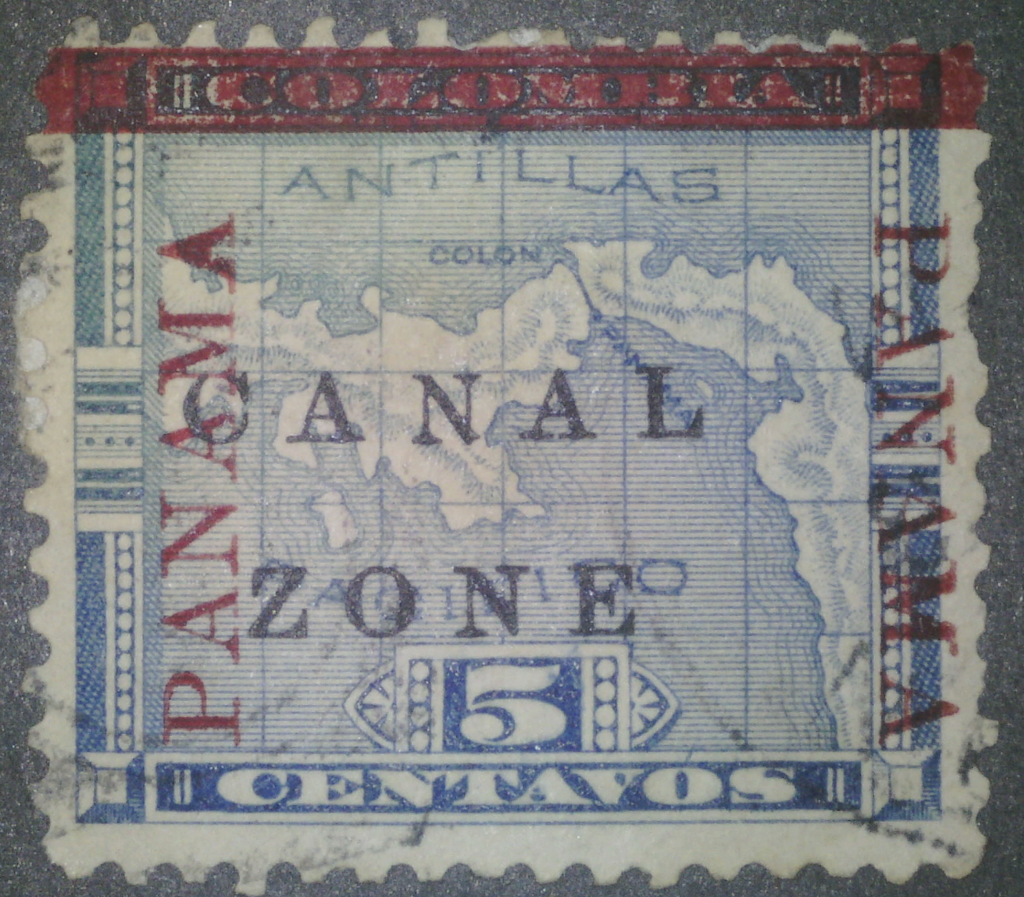 Canal Zone Scott #12 5c Blue Stamp Antique N in CANAL VERY RARE0