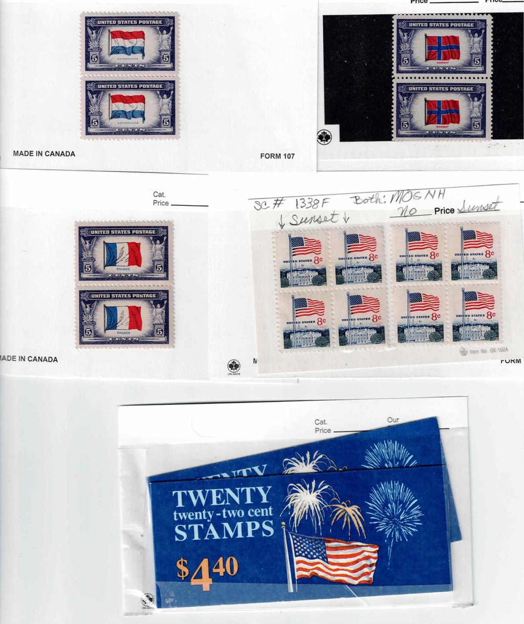 FLAGS FLAGS FLAGS!!!!!!N 200 US Postage Stamps Mint Condition $66 CAT17