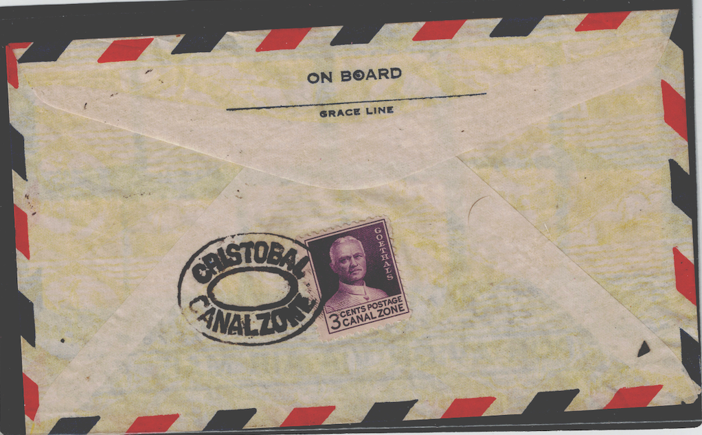 Canal Zone Air Mail Cover 12 different stamps. A beautiful display of CZ Stamps!1
