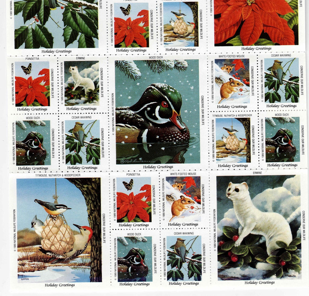 Christmas  Wildlife Stamps Cinderella Stamps , Stickers Starting 19682