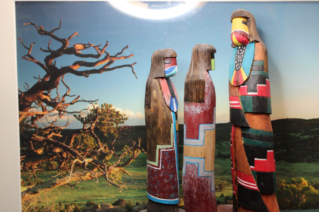 3 Kachina dolls, day out on the country,. Pristine shape!!0